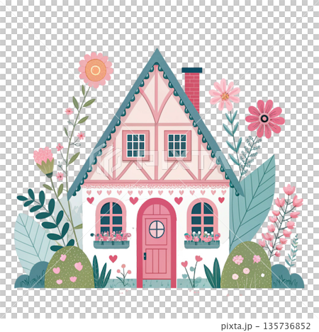 Cute fantasy home illustration fairytale cottage design 135736852