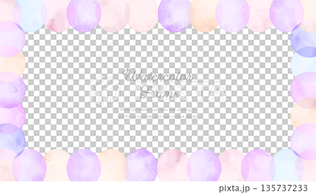 Colorful watercolor frame of polka dots, wide purple 135737233