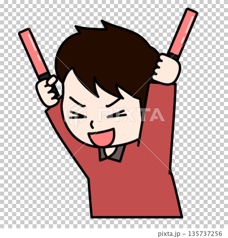 推しを応援する男の子のイラスト 推しを応援する男の子のイラスト 135737256