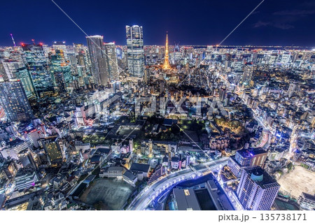 【夜景100選】東京都、六本木ヒルズ東京シティビューからの夜景(麻布台ヒルズ・虎ノ門ヒルズ方面) 【夜景100選】東京都、六本木ヒルズ東京シティビューからの夜景(麻布台ヒルズ・虎ノ門ヒルズ方面) 135738171