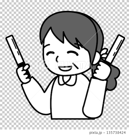 推しを応援する女性のイラスト 135738424