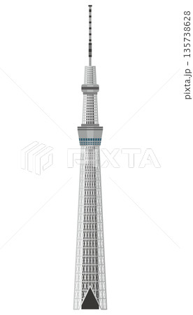 正面から見たスカイツリーのイメージイラスト 135738628