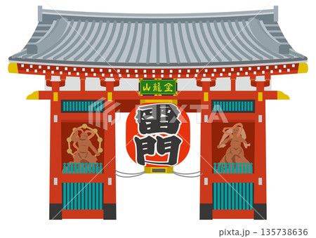 正面から見た雷門のイメージイラスト 135738636