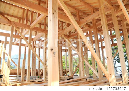 建築中　軸組　建て方 135738647