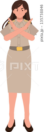 stop no forbidden government officer woman crossed arms warning official uniform flat illustration 135738846