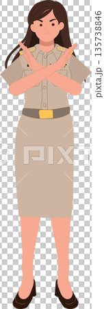 stop no forbidden government officer woman crossed arms warning official uniform flat illustration 135738846