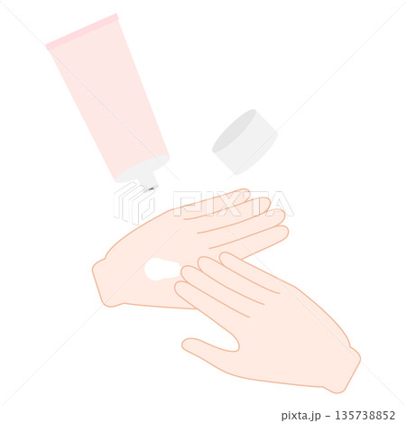 手にハンドクリームを塗っているイラスト 135738852