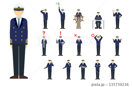 フラットイラスト：船員正面(冬) 135739236