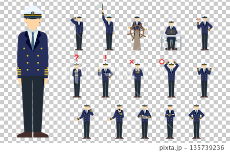 Flat illustration: Sailor front (winter) Flat illustration: Sailor front (winter) 135739236