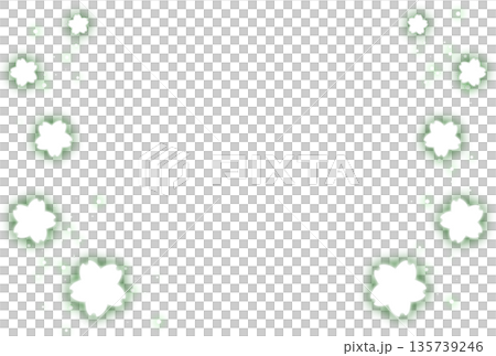 綠色發光的櫻花和光粒子背景 135739246
