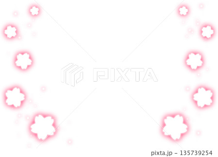 鮮やかなピンク色の発光した桜と光の粒子の背景 135739254