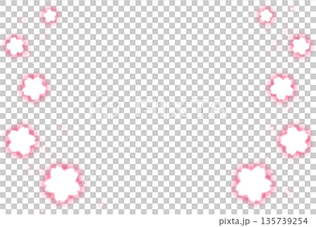 鮮やかなピンク色の発光した桜と光の粒子の背景 135739254