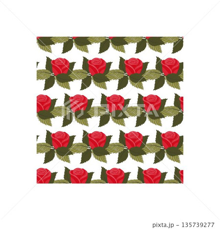 A composition of bright red roses. Seamless pattern.  135739277
