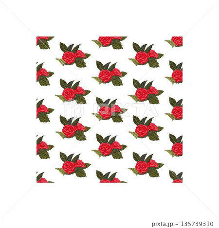 A composition of bright red roses. Seamless pattern.  135739310