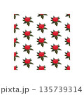 A composition of bright red roses. Seamless pattern.  135739314