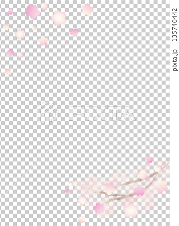 Spring-colored cherry blossom watercolor hand-painted background frame material vertical Spring-colored cherry blossom watercolor hand-painted background frame material vertical 135740442