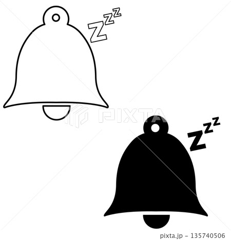 Snooze icon. Notification bell snooze sign. Alarm clock snooze symbol. flat style. Snooze icon. Notification bell snooze sign. Alarm clock snooze symbol. flat style. 135740506