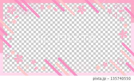 春 桜 幾何学模様フレーム 16:9サイズ ベクター 135740550