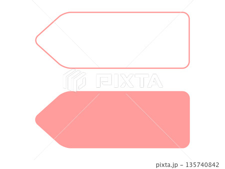 ピンク色の矢印型見出しフレーム・インデックスラベルセット・シンプルな左向き矢印セット・メッセージ枠 135740842