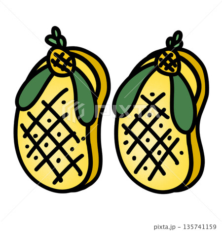 illustration of pineapple sandals 135741159