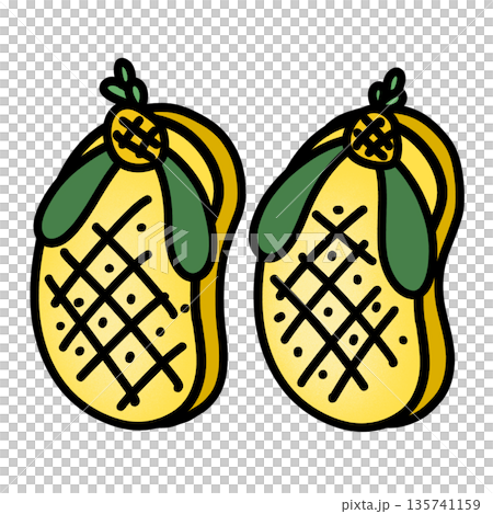 illustration of pineapple sandals 135741159