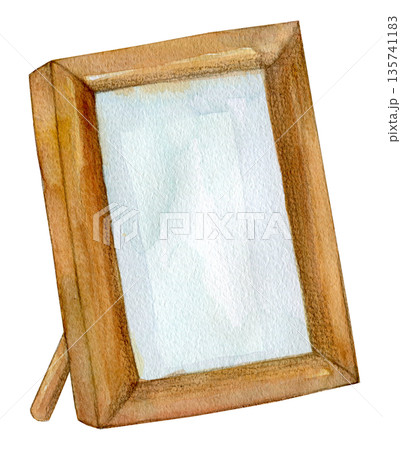 水彩イラスト　手描き　木製の写真たて 135741183