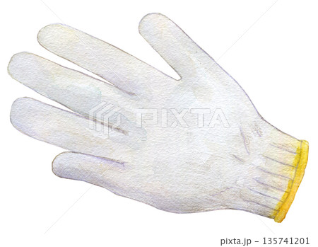 水彩イラスト　手描き　片方の軍手 135741201