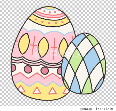 Illustration of large and small Easter eggs Illustration of large and small Easter eggs 135741216