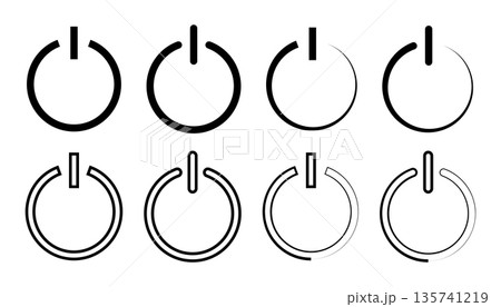 Power On Off Icon Vector Collection in Line Art Style. Power On Off Icon Vector Collection in Line Art Style. 135741219