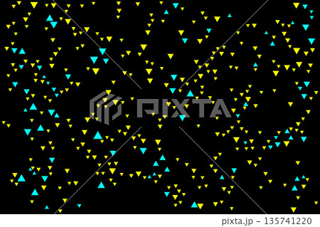 Seamless Abstract Pattern with Yellow and Blue Different Sizes Triangles on Black Background. Seamless Abstract Pattern with Yellow and Blue Different Sizes Triangles on Black Background. 135741220