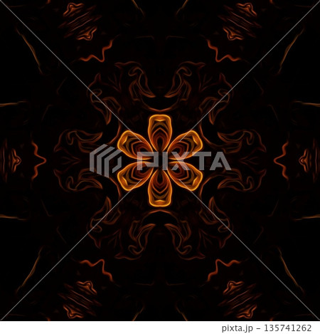 This design features an expressive flame pattern motif with flowing, fire-inspired forms that create a sense of movement and energy. The ornamentation blends dynamic curves with abstract styling 135741262