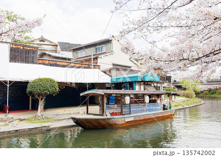京都の桜咲く伏見十石舟(人物、ロゴ等編集済) 京都の桜咲く伏見十石舟(人物、ロゴ等編集済) 135742002