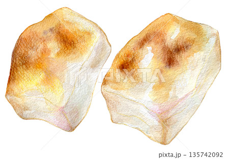 水彩イラスト 手描き 焼いたお餅 水彩イラスト 手描き 焼いたお餅 135742092