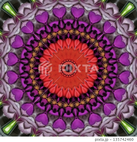 Pattern features mixed floral motifs in rich red, purple, pink, violet, and magenta tones, forming a vibrant and harmonious layered composition with elegant floral detail Pattern features mixed floral motifs in rich red, purple, pink, violet, and magenta tones, forming a vibrant and harmonious layered composition with elegant floral detail 135742460