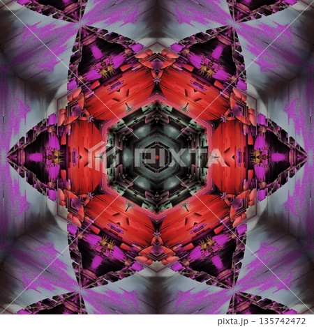 Pattern features mixed floral motifs in rich red, purple, pink, violet, and magenta tones, forming a vibrant and harmonious layered composition with elegant floral detail 135742472