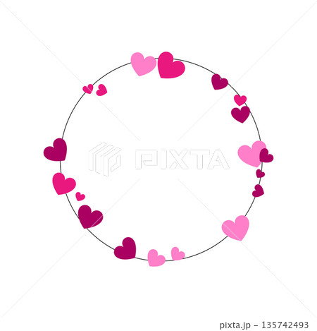 pink hearts arranged in a circle. 135742493