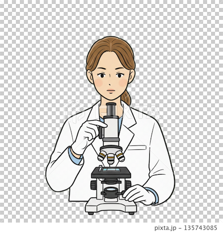 A woman looking through the microscope 135743085