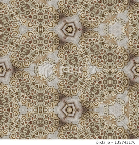 Mixed embroidery style design that combines traditional needlework from India, Pakistan, Turkey, Iran, and Africa, blending intricate stitches and cultural motifs into a unified textile design 135743170