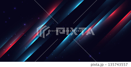 Futuristic blue and red beam diagonal with lighting effect and sparkle. Hi-speed motion moving concept. Futuristic blue and red beam diagonal with lighting effect and sparkle. Hi-speed motion moving concept. 135743557