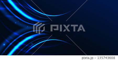 Technology blue curve dynamic on dark background. Technology blue curve dynamic on dark background. 135743608