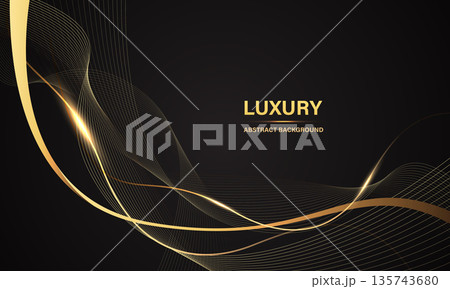Abstract luxury element with gold light glow effect on black modern graphic design decoration for banner template background vector 135743680