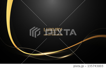 Abstract luxury element with gold light glow effect on black modern graphic design decoration for banner template background vector 135743803