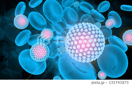 Virus with blood cells 135743873