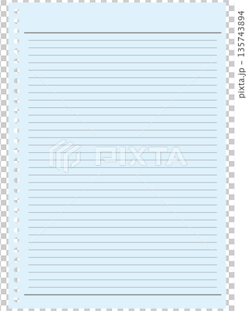 Illustration of a single piece of ruled 30-hole, 35-line loose-leaf paper (light blue) Illustration of a single piece of ruled 30-hole, 35-line loose-leaf paper (light blue) 135743894