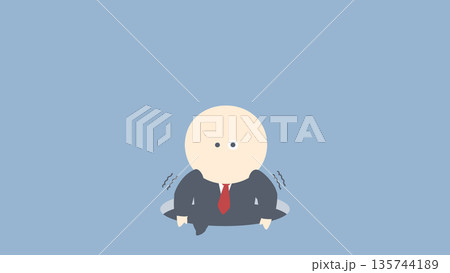 ビジネスイメージイラスト_落とし穴から這い上がるビジネスマン 135744189