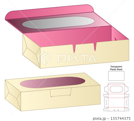 Window Tissue Box Packaging Mockup with dieline Template Window Tissue Box Packaging Mockup with dieline Template 135744375
