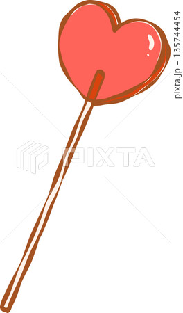 Heart Shaped Lollipop Whimsical Hand Drawn Illustration Heart Shaped Lollipop Whimsical Hand Drawn Illustration 135744454