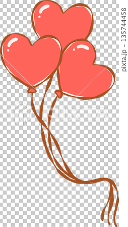 Hand drawn Red Heart Balloons Whimsical Illustration Hand drawn Red Heart Balloons Whimsical Illustration 135744458