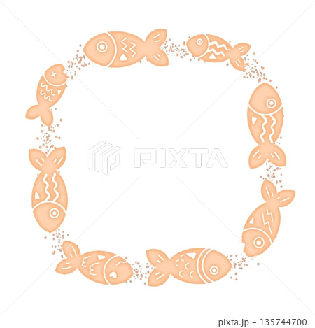 カラフル魚群枠　薄オレンジ 135744700