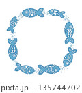 カラフル魚群枠　ブルー 135744702